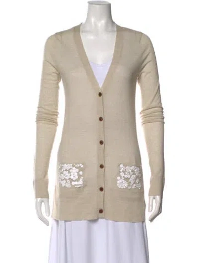 Pre-owned Vera Wang Wool V-neck Sweater In Neutral