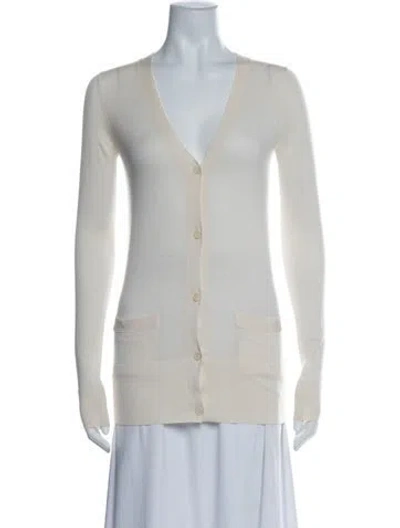 Pre-owned Vera Wang Wool V-neck Sweater In Neutrals