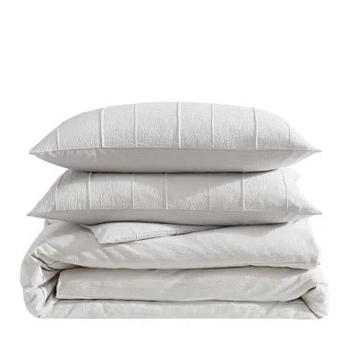 Vera Wang Woven Tucks Jacquard 3 Piece Comforter Set, King In White