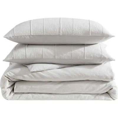 Vera Wang Woven Tucks Jacquard Cotton Duvet Set In White