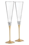 Vera Wang Golden With Love Toasting Flutes, Set Of 2 In Metallic Gold