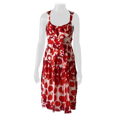 Pre-owned Vera Wang Y2k Printed Sun Dress In Red