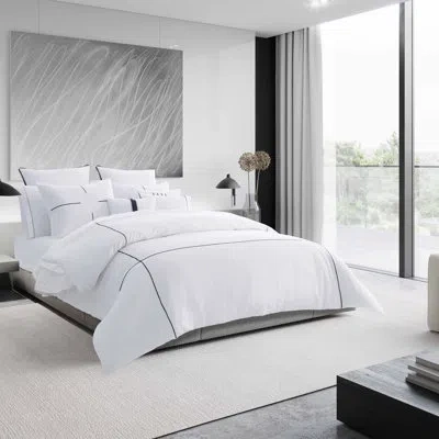 Vera Wang Zig Zag Cotton White Duvet Cover Set In White,black