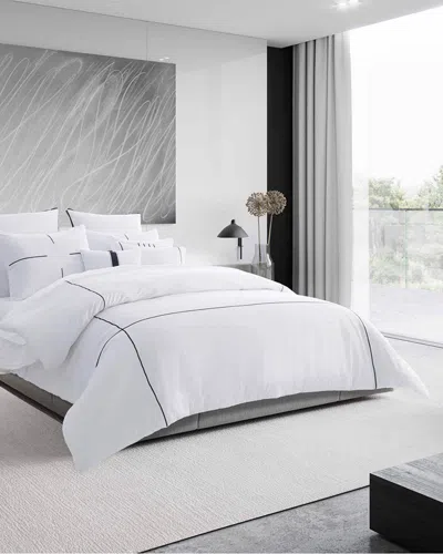 Vera Wang Zig Zag T230 Sateen Duvet Cover Set In White