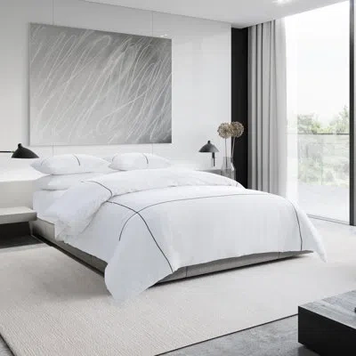 Vera Wang Zig Zag White Cotton Comforter Set In Black;white