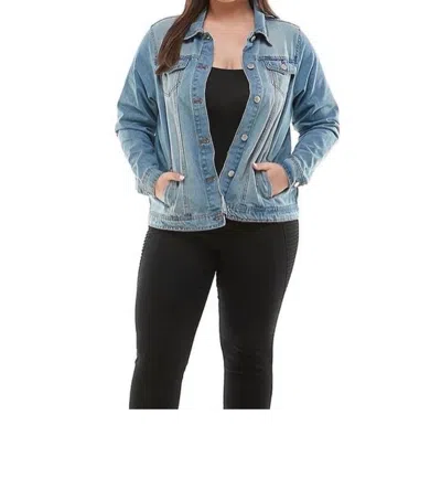 Veracci Women's Plus Size Original Trucker Denim Jacket In Medium Wash In Blue