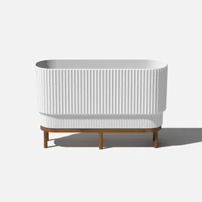 Veradek Demi Series Raised Demi Long 30" Planter With Stand In White,brown