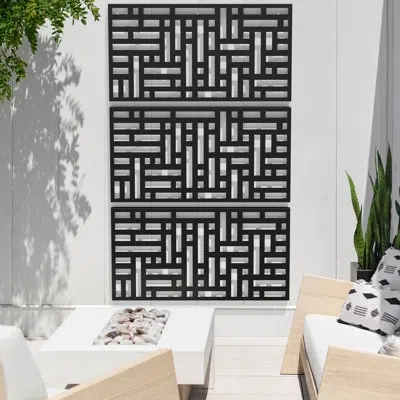 Veradek Screen Series Block Pattern Plastic Black Screen Panel (set Of 3)