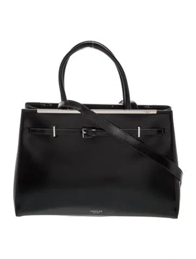 Pre-owned Verafied Leather Top Handle Bag In Black