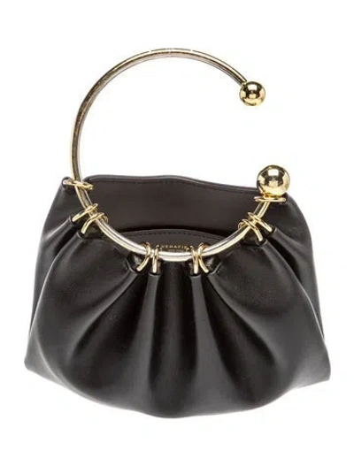 Pre-owned Verafied Leather Top Handle Bag In Black