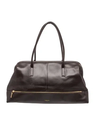 Pre-owned Verafied Leather Tote In Grey