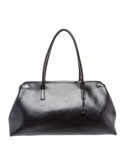 Pre-owned Verafied Leather Weekender Bag In Black