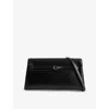 Verafied Womens Black Belted Leather Shoulder Bag In Black