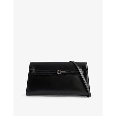 Verafied Womens Black Belted Leather Shoulder Bag