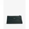 Verafied Womens Emerald Lizard Leather Shoulder Bag