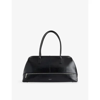 Verafied Womens Noir Club Leather Shoulder Bag In Black