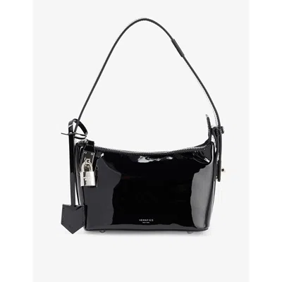 Verafied Womens Patent Black Hobo Mini Patent-leather Shoulder Bag