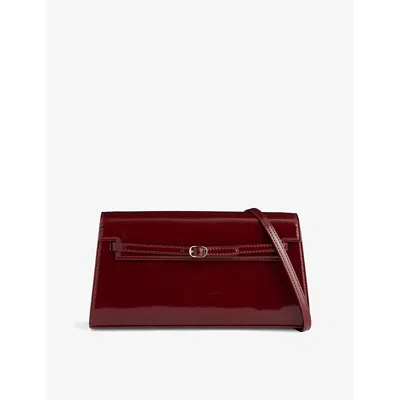 Verafied Womens Belted Patent-leather Shoulder Bag Patent Dark Cherry