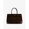 Verafied Womens Truffle Suede Shoulder Bag In Truffle