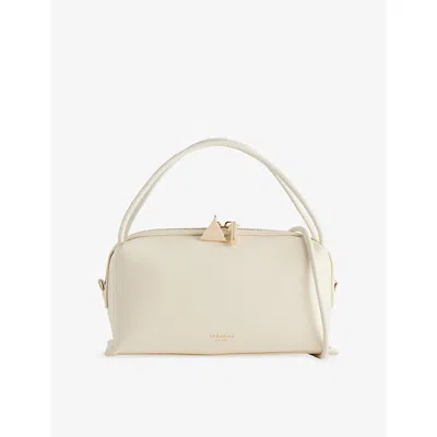 Verafied Womens  Café Mini Leather Shoulder Bag In Ivory