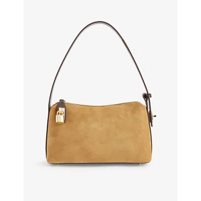 Verafied Womens Hobo Suede Shoulder Bag Gold
