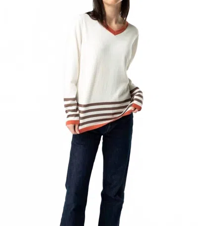 Veraluna Organic Sweater In Cream Gray Stripes In Multi