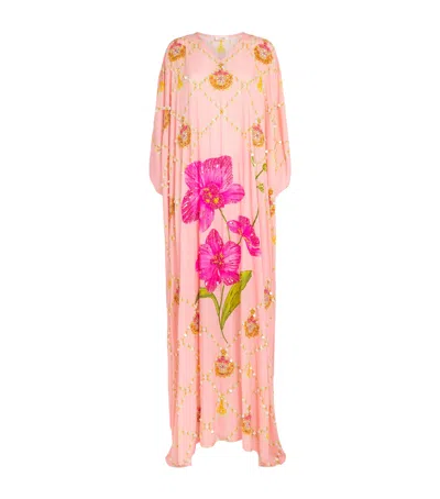 Verandah Embellished Orchard Kaftan Maxi Dress In Pink