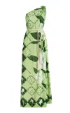 Verandah Exclusive Beaded Viscose Maxi Dress In Green