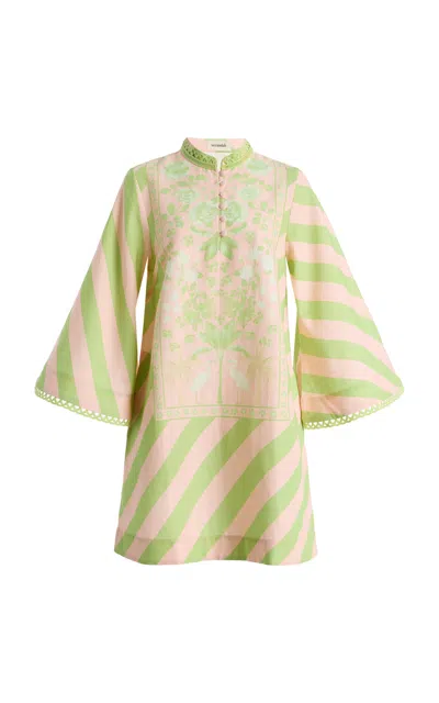 Verandah Exclusive Mini Kaftan Dress In Green