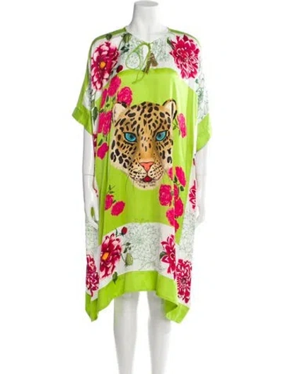 Pre-owned Verandah Floral Print Crew Neck Sweater W/ Tags In Green