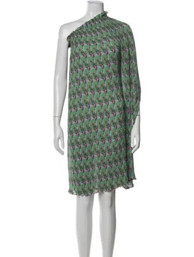 Pre-owned Verandah Floral Print Knee-length Dress In Green