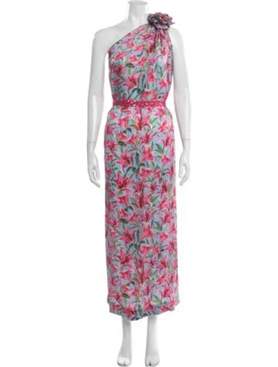 Pre-owned Verandah Floral Print Long Dress In Pink