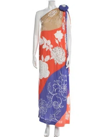 Pre-owned Verandah Floral Print Long Dress In Pink