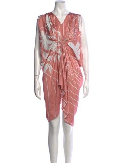 Pre-owned Verandah Floral Print Mini Dress W/ Tags In Pink