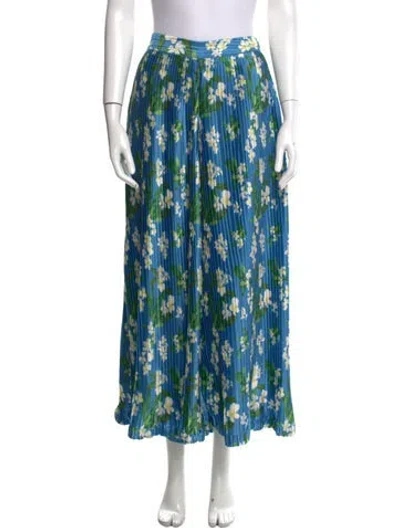 Pre-owned Verandah Floral Print Wide Leg Pants W/ Tags In Blue