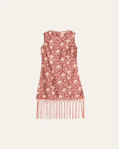 Verandah Fringed Shift Dress In Medium Brown