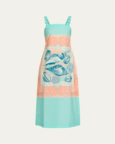 Verandah Gerbera Scarf Maxi Dress In Coral Gerbera