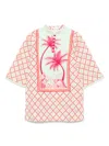 Verandah Palm Panel Mini Kaftan Dress