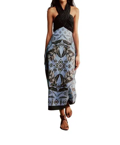 Verandah Halter Scarf Maxi Dress In Cornflower-charcoal Tropical In Multi