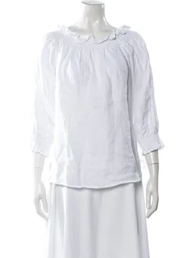 Pre-owned Verandah Linen Off-the-shoulder Blouse In White
