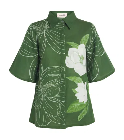 Verandah Linen-cotton Floral Shirt In Green