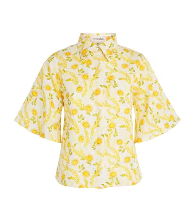 Verandah Linen-cotton Floral Shirt In Yellow