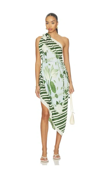 Verandah Multiway Scarf Blouse Dress In Green