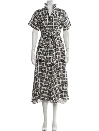 Pre-owned Verandah Plaid Print Midi Length Dress In Multicolor