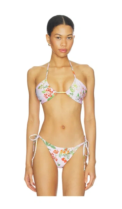 Verandah Plunge Tie-back Bikini Top In Multi