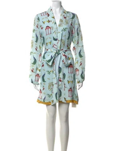 Pre-owned Verandah Printed Mini Dress In Blue