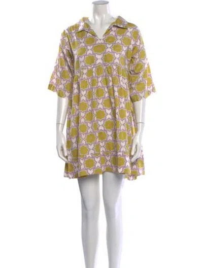 Pre-owned Verandah Printed Mini Dress In Green