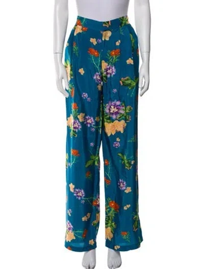 Pre-owned Verandah Printed Wide Leg Pants W/ Tags In Blue