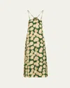 Verandah Rosette Maxi Dress In Emerald