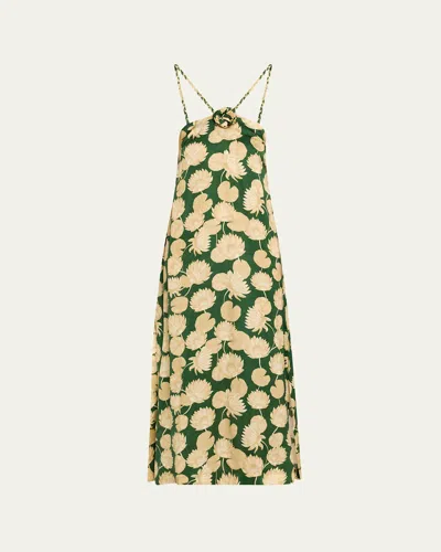 Verandah Rosette Maxi Dress In Emerald